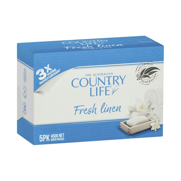 Country Life White Fresh Linen Soap | 5 pack