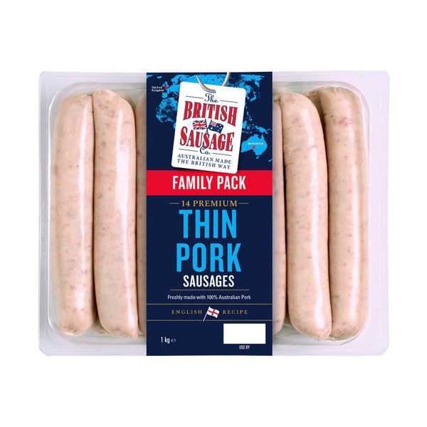 British Family Pack Thin Pork Sausages | 1kg