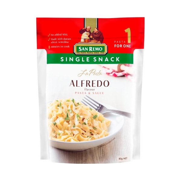 San Remo La Pasta Single Snack Alfredo Pasta & Sauce | 80g