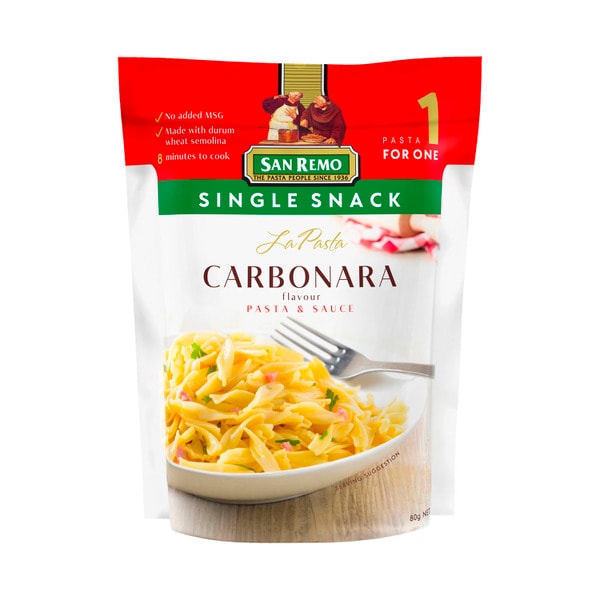 San Remo La Pasta Single Snack Carbonara Pasta & Sauce | 80g