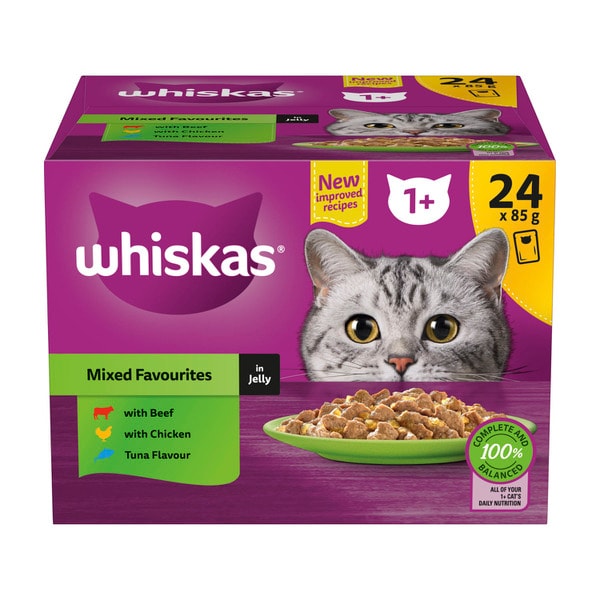 Whiskas 1+ Mixed Favourites In Jelly Cat Food 24x85g | 24 pack