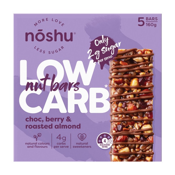 Noshu Low Carb Chocolate Berry & Roasted Almond Nut Bar  | 160g