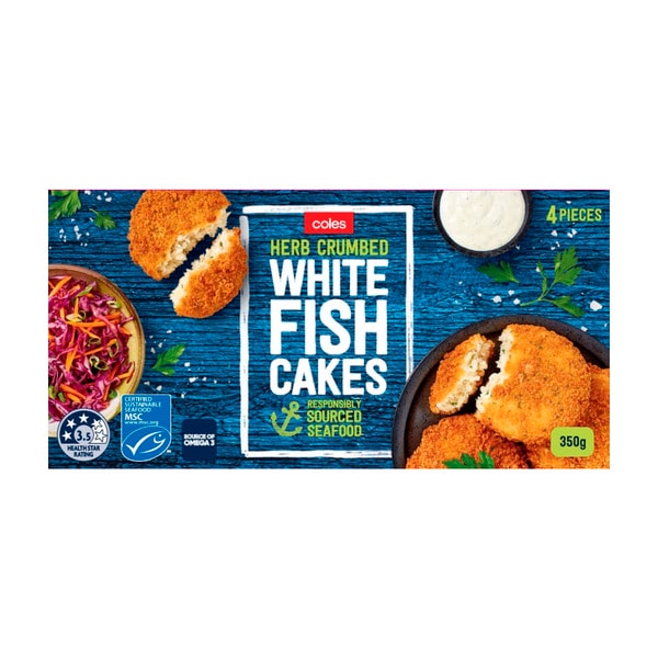 Coles Frozen Fish Cakes 4 pack | 350g