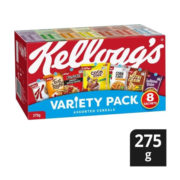 Kellogg's Variety Pack assorted breakfast cereals sachets 8 pack | 275g