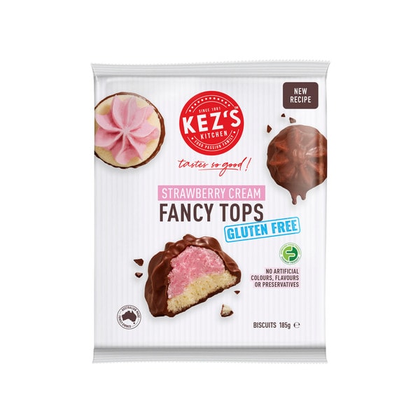 Kez's Kitchen Gluten Free Biscuits Strawberry Cream Fancy Tops | 185g