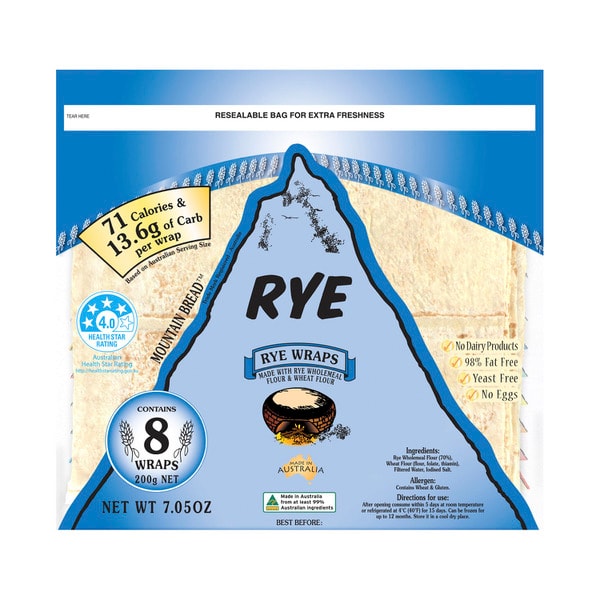 Mountain Bread Rye Wraps 8 pack | 200g