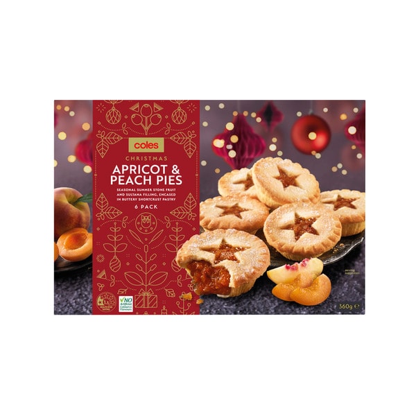 Coles Festive Apricot & Peach Pies 6 pack | 360g