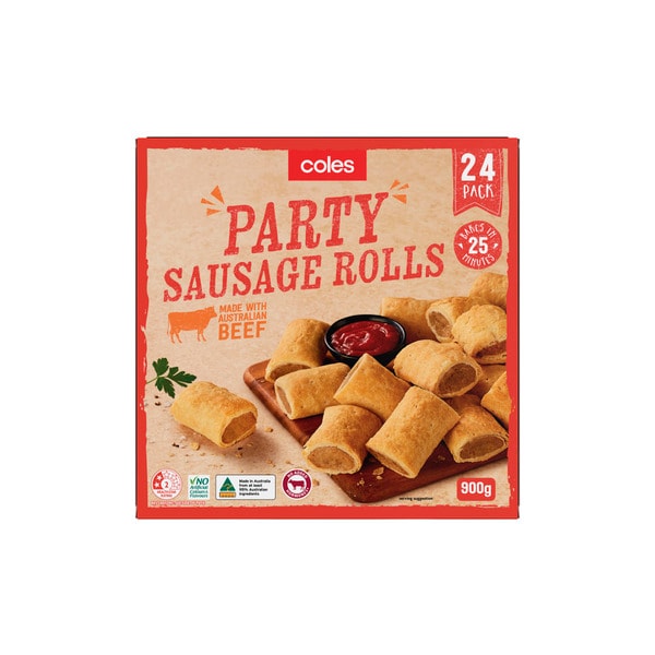 Coles Frozen Party Sausage Rolls 24 Pack | 900g