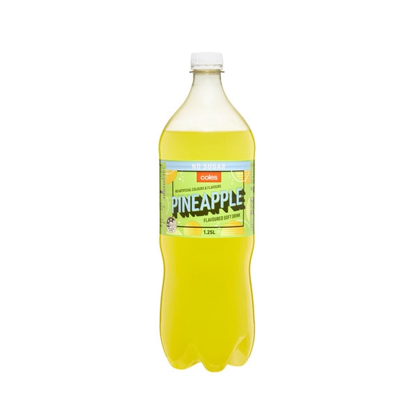 Coles No Sugar Soft Drink Pineapple | 1.25L