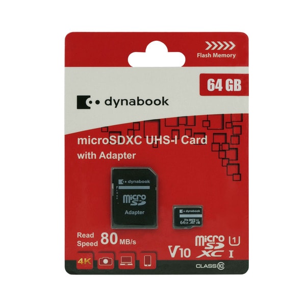 Dynabook Micro SD Card With SD Adapter UHS-1 Class 10 R80 64GB Small | 1 each