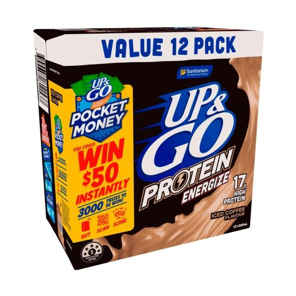 Sanitarium Up&Go Protein Energize Lqd Breakfast Coffee Fridge Pack 12X250Ml | 3L