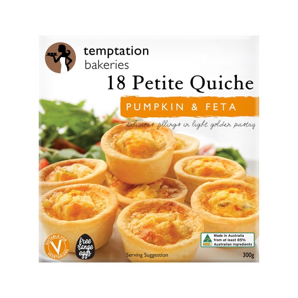 Temptation Bakeries Pumpkin & Fetta Quiches 18 Pack | 300g