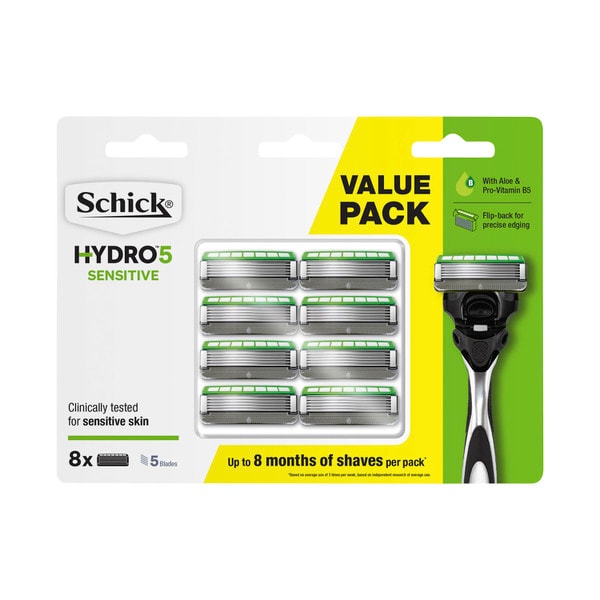 Schick Hydro 5 Sensitive Razor Blades Refills | 8 pack