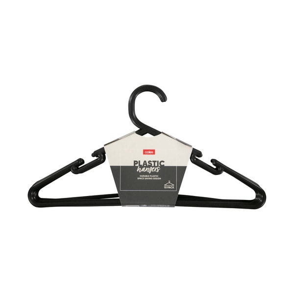 Coles Black Plastic Hangers | 10 pack