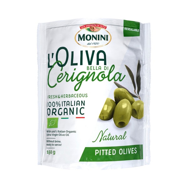 Monini Organic Olives Green Pitted Bella Di Cerignola | 150g