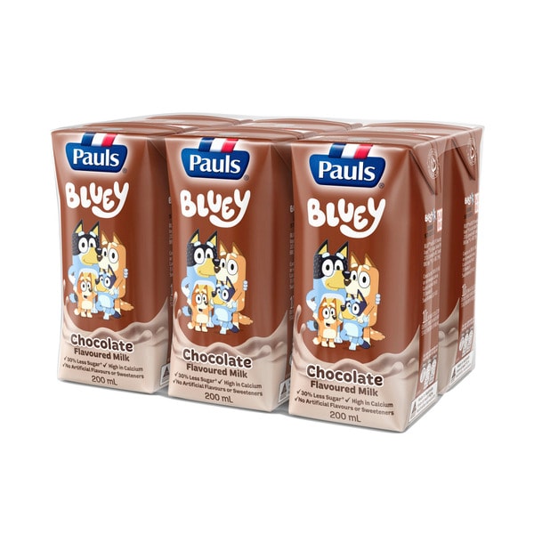 Pauls Bluey Kids UHT Chocolate Flavoured Milk 6x200mL | 6 pack