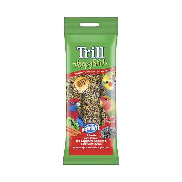 Trill Honey Sticks for Budgies & Cockatiels Bird Treat | 105g