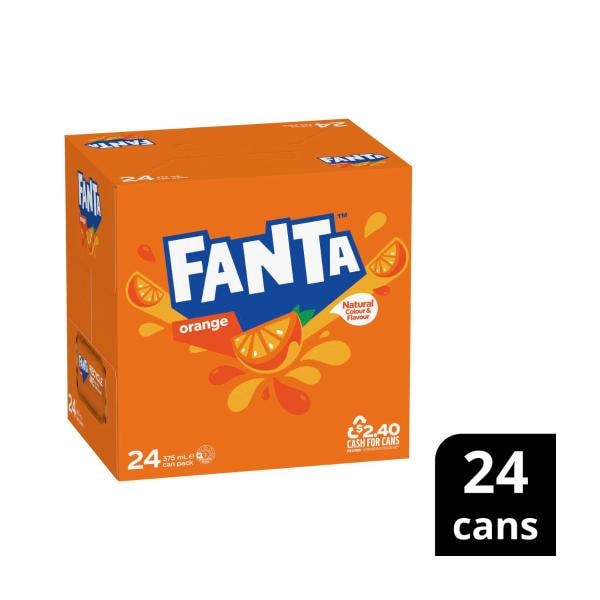 Fanta Orange Soft Drink Cans 24x375mL | 24 Pack