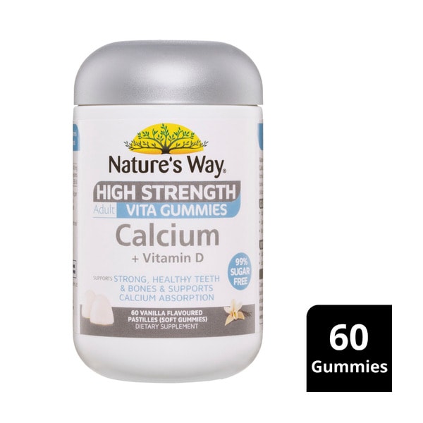 Natures Way High Strength Gummies Sugar Free Calcium + Vit D | 60 pack