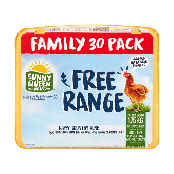 Sunny Queen Free Range X-large Eggs 30 Pack | 1.75kg