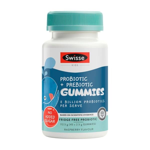 Swisse Kids Probiotic + Prebiotic Gummies 2 Billion Probiotics Per Serve | 45 pack