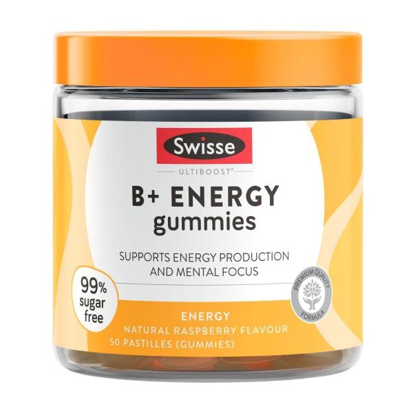 Swisse Ultiboost B+ Energy Gummies Supports Energy Production & Mental Focus | 50 pack