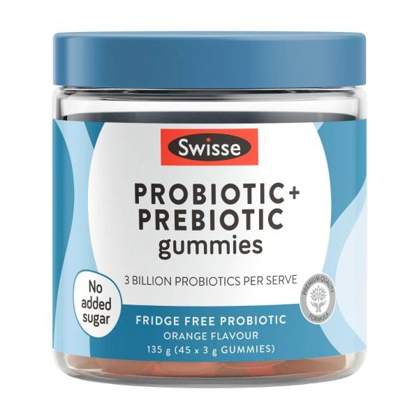 Swisse Probiotic + Prebiotic Gummies 3 Billion CFU of probiotics per serve | 45 pack