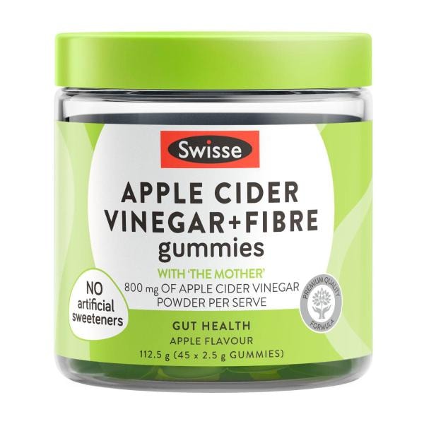 Swisse Apple Cider Vinegar + Fibre Gummies With 800 mg of Applle Cider Vinegar + a Source of Fibre | 45 pack