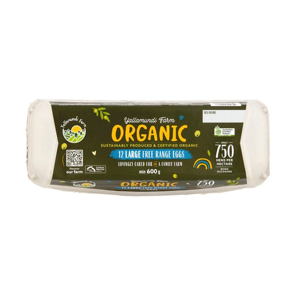 Yallamundi Farm Organic Free Range Eggs 12 Pack | 600g