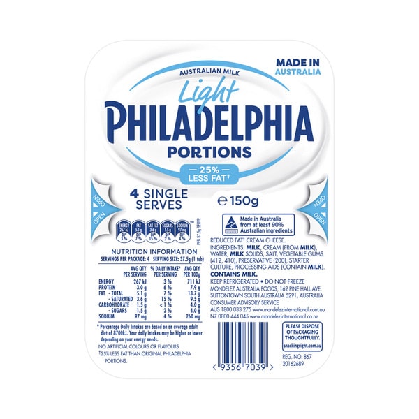 Philadelphia Portions Cream Cheese Light Spread | 150g
