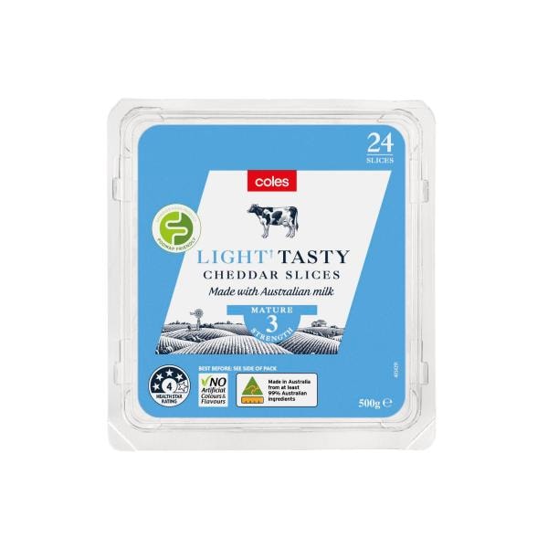 Coles Tasty Light Cheese Slices 24 Pack | 500g