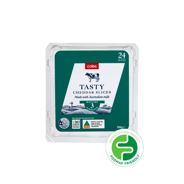 Coles Tasty Cheese Slices 24 Pack | 500g
