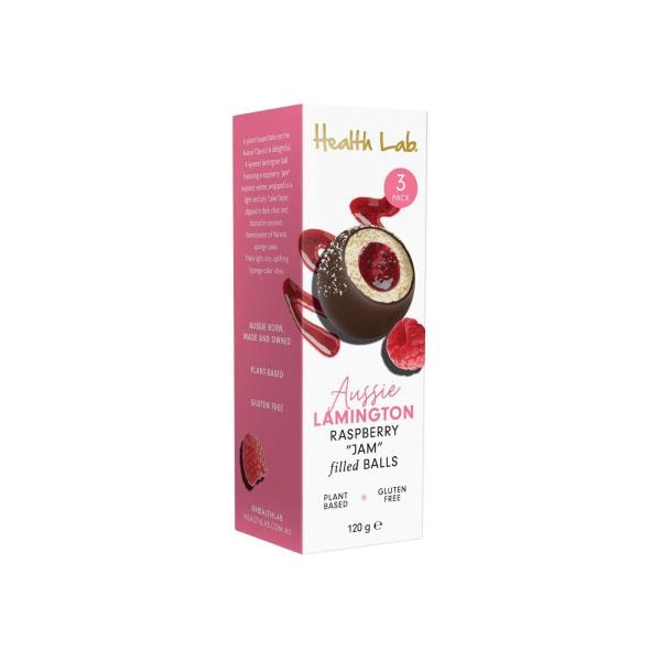 Health Lab Gluten Free Lamington Raspberry Jam Filled Balls | 120g