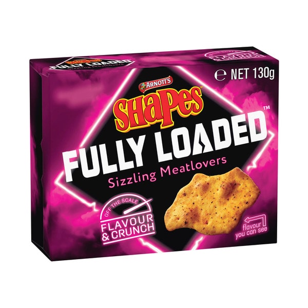 Arnott's Shapes Fully Loaded Crackers Sizzling Meatlovers | 130g