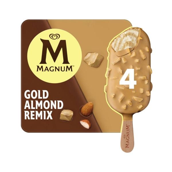 Magnum Gold Almond Remix Ice Cream 4 Pack | 360mL
