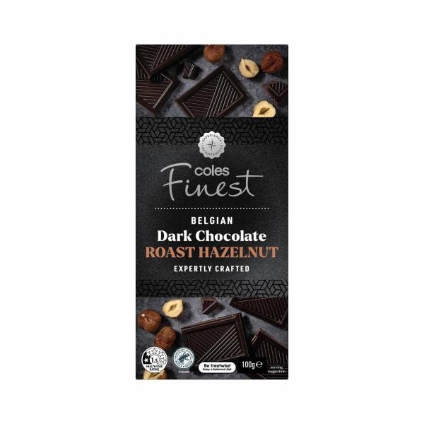 Coles Finest Belgian Dark Chocolate Block With Hazelnut | 100g