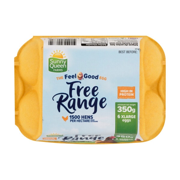 Sunny Queen Free Range X Large Eggs 6 pack | 350g