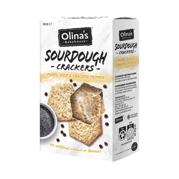 Olinas Sourdough Crackers Poppyseed & Pepper | 110g