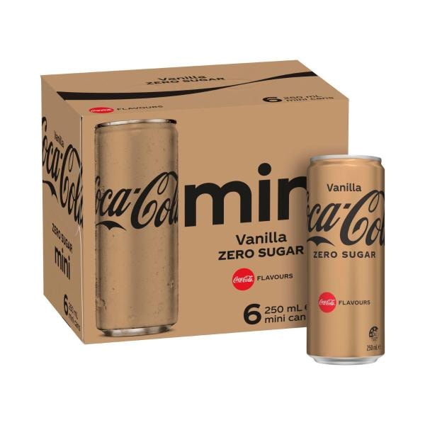 Coca-Cola Zero Sugar Vanilla Soft Drink Multipack Mini Cans 6x250mL | 6 pack
