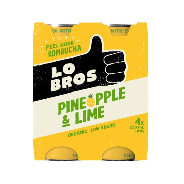 Lo Bros Kombucha Pineapple Lime 4x250mL | 4 pack