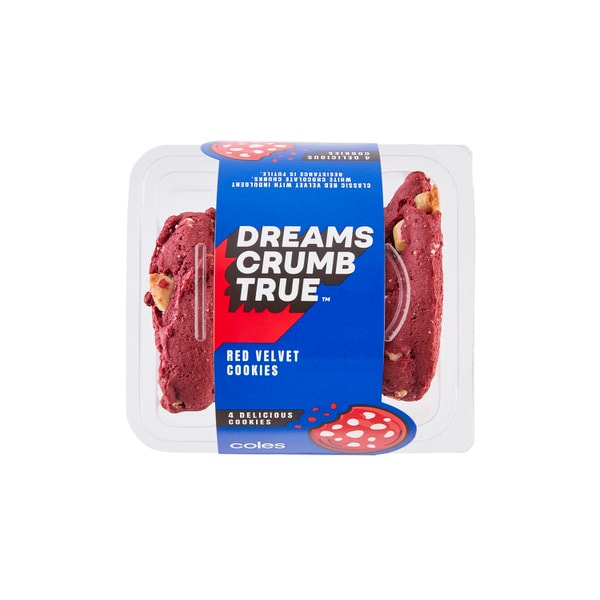 Coles Dreams Crumb True Red Velvet Cookies | 4 pack