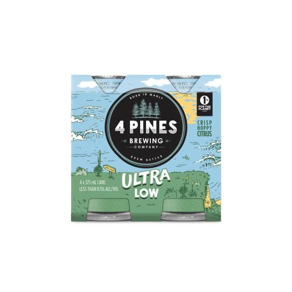 4 Pines Ultra Low Alcohol 0.5% Beer Cans Multipack 375mL x 4 Pack | 4 pack