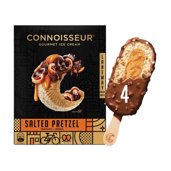 Connoisseur Laneway Sweets Salted Pretzel Ice Cream 4 Pack | 360mL
