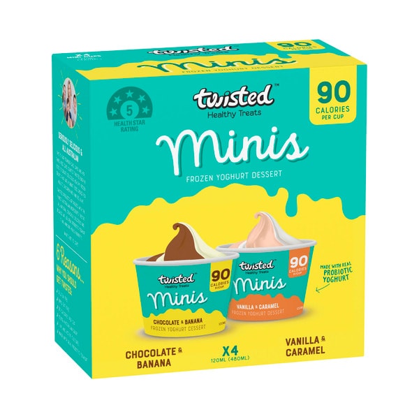 Twisted Minis Vanilla Caramel & Chocolate Banana Frozen Yoghurt 4 Pack | 480mL