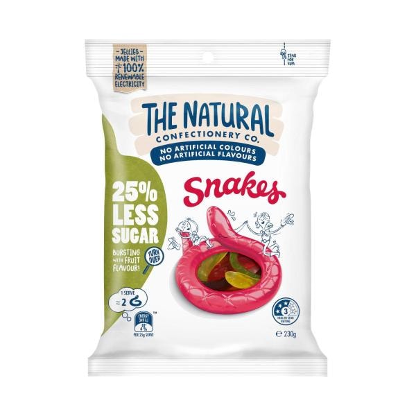 The Natural Confectionery Co. Reduced Sugar Snakes Lollies | 230g