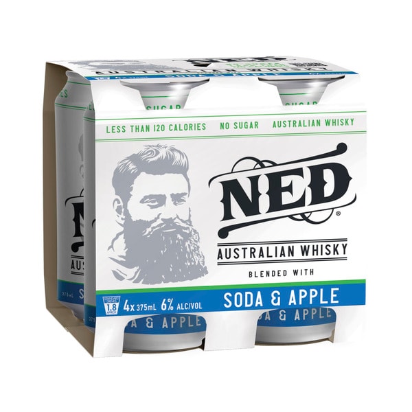 Ned Australian Whisky & Soda Apple Can 375mL | 4 Pack