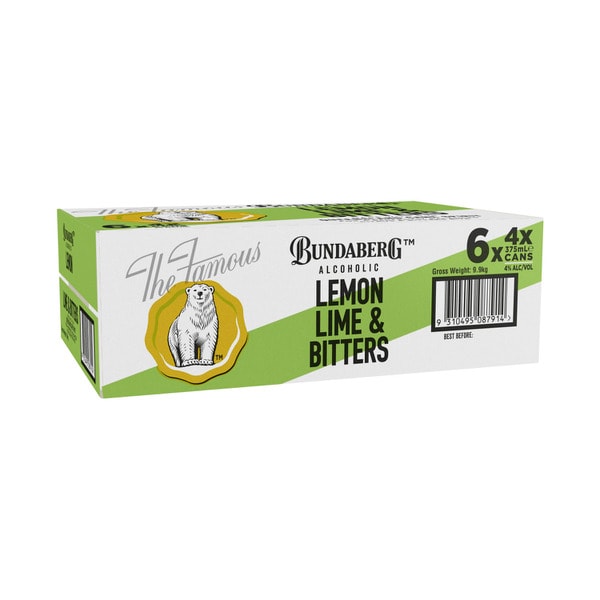 Bundaberg Alcoholic Lemon Lime Bitters Can 375mL | 24 Pack