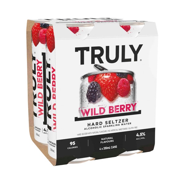 Truly Hard Seltzer Wild Berry Can 330mL | 4 Pack