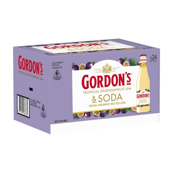 Gordons Tropical Passionfruit Bottle 330mL | 24 Pack