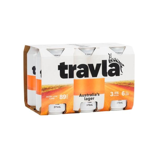 Travla Mid Strength Lager Can 375mL | 6 Pack